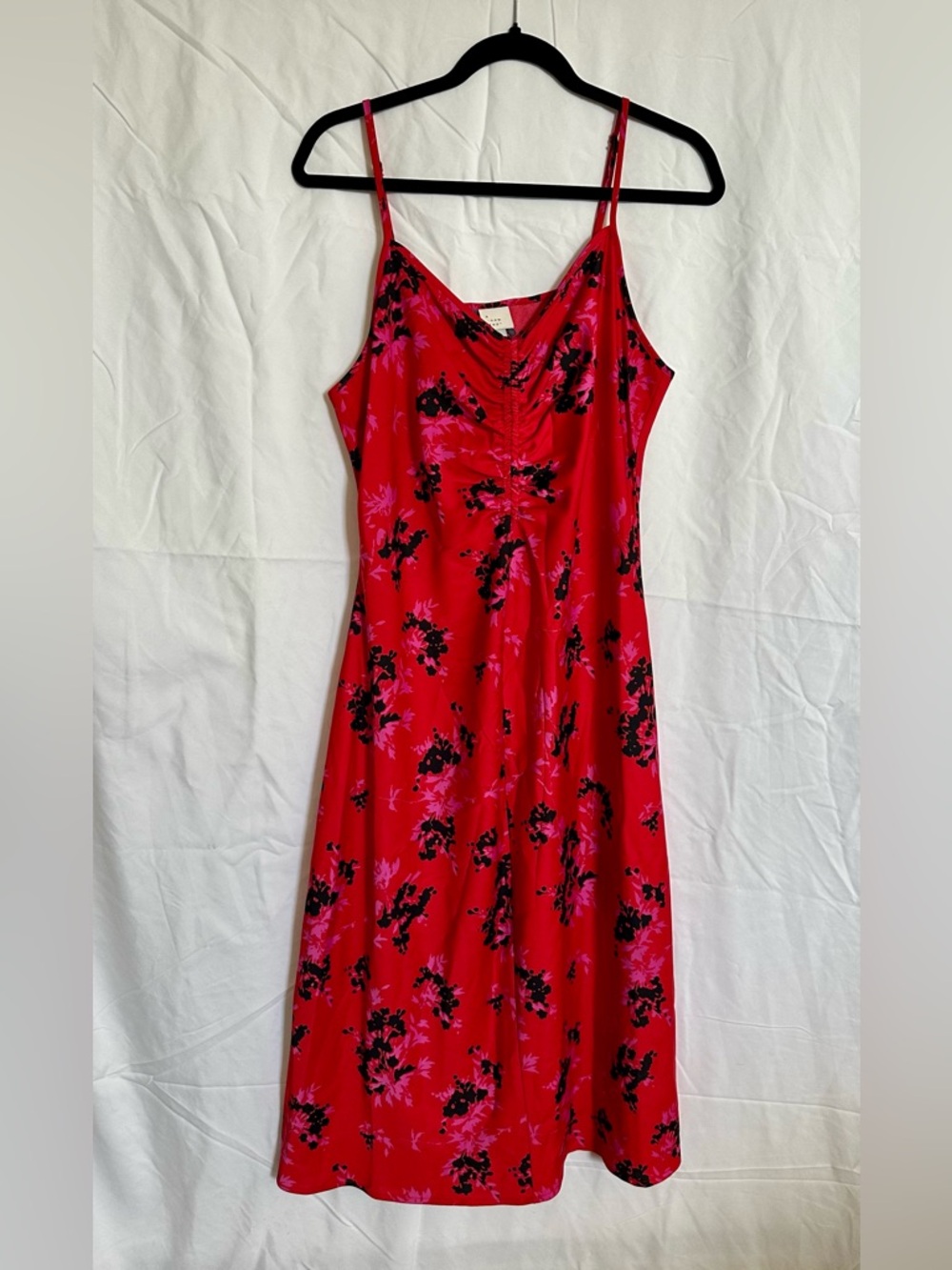 NWT - Red Floral Slip Dress with Pink & Black Accents - Large